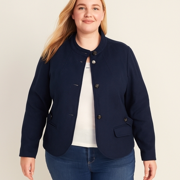 Old Navy Jackets & Blazers - Old Navy Women's Blue Wool Blend Jacket Short Coat Size XXL‎